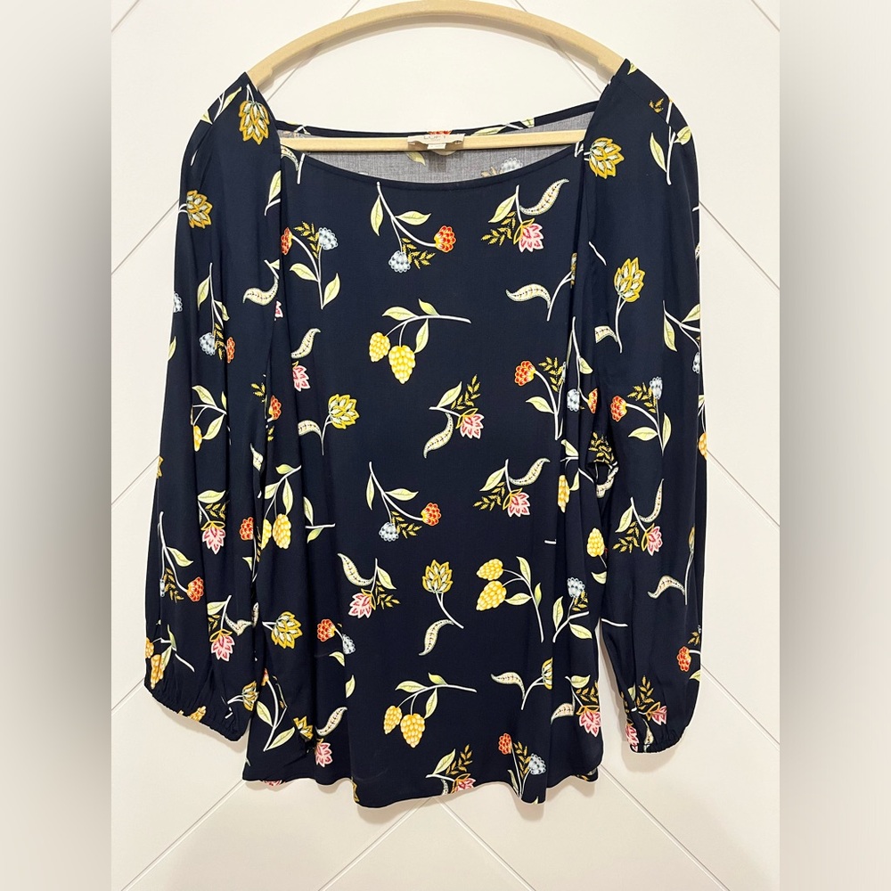 LOFT Navy Floral Top
